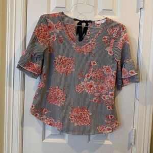 Lodys Red Floral Blouse